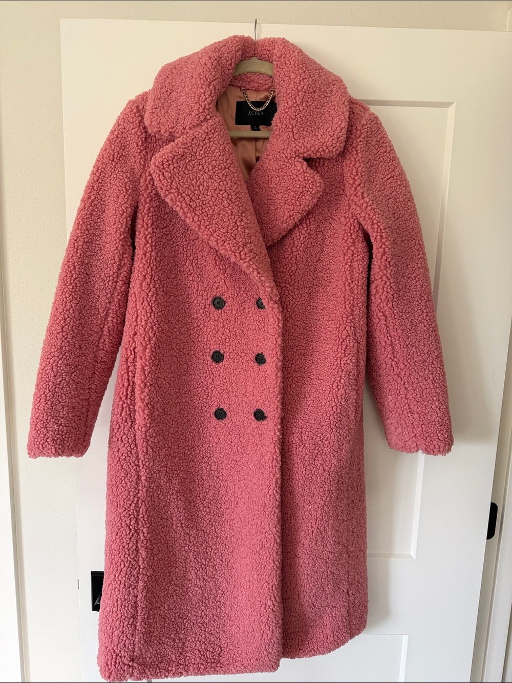 J. Crew Rose Pink Teddy Double-Breasted Coat
